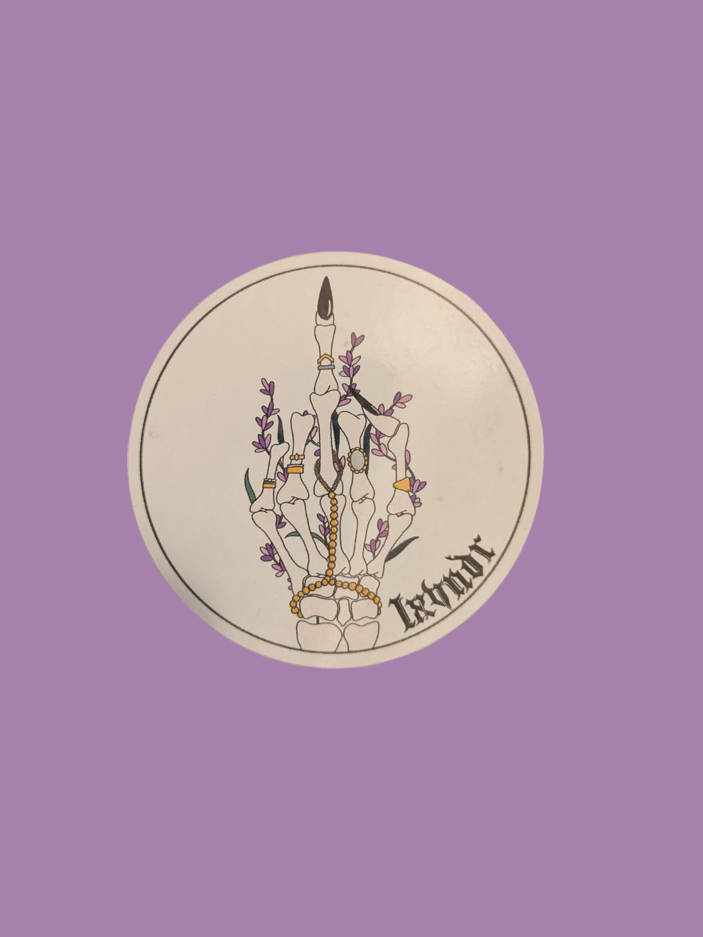 LXVNDR Painted Skeleton Middle Finger Sticker