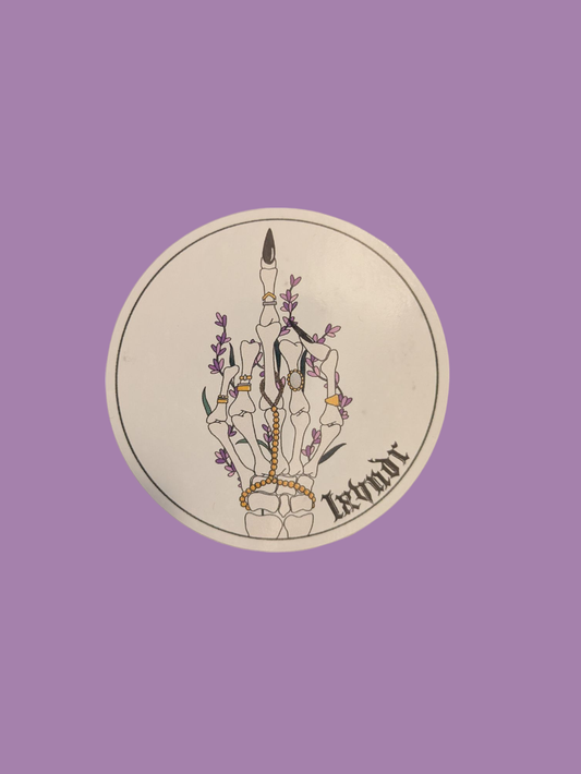 LXVNDR Painted Skeleton Middle Finger Sticker